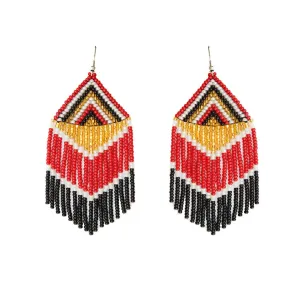 Red & Gold  Beaded Earrings