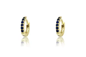Reddy Navy CZ Gold Sterling Silver Hoop Huggies