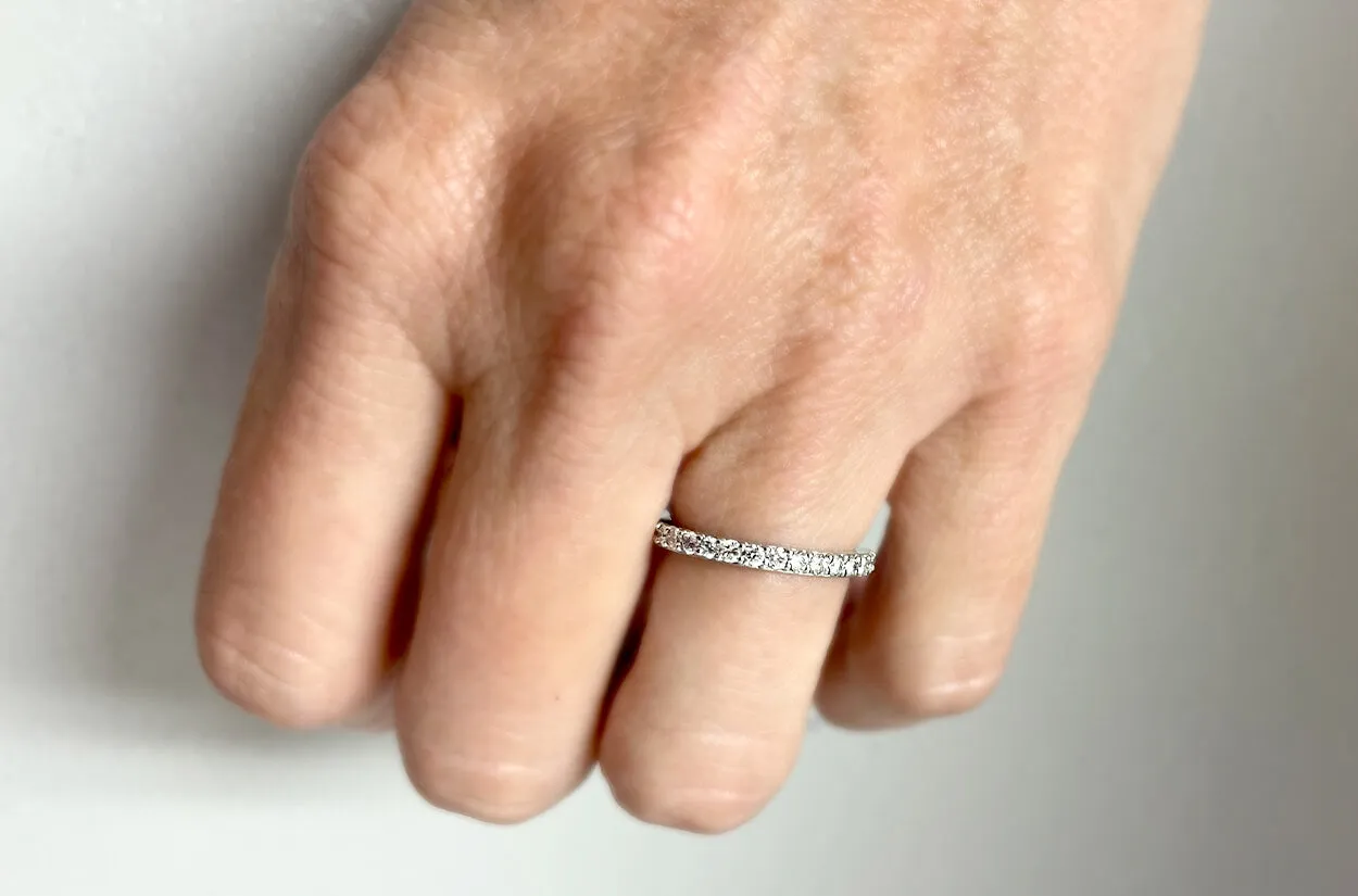 Ring 18kt White Gold Half Diamond Band 0.30 carats