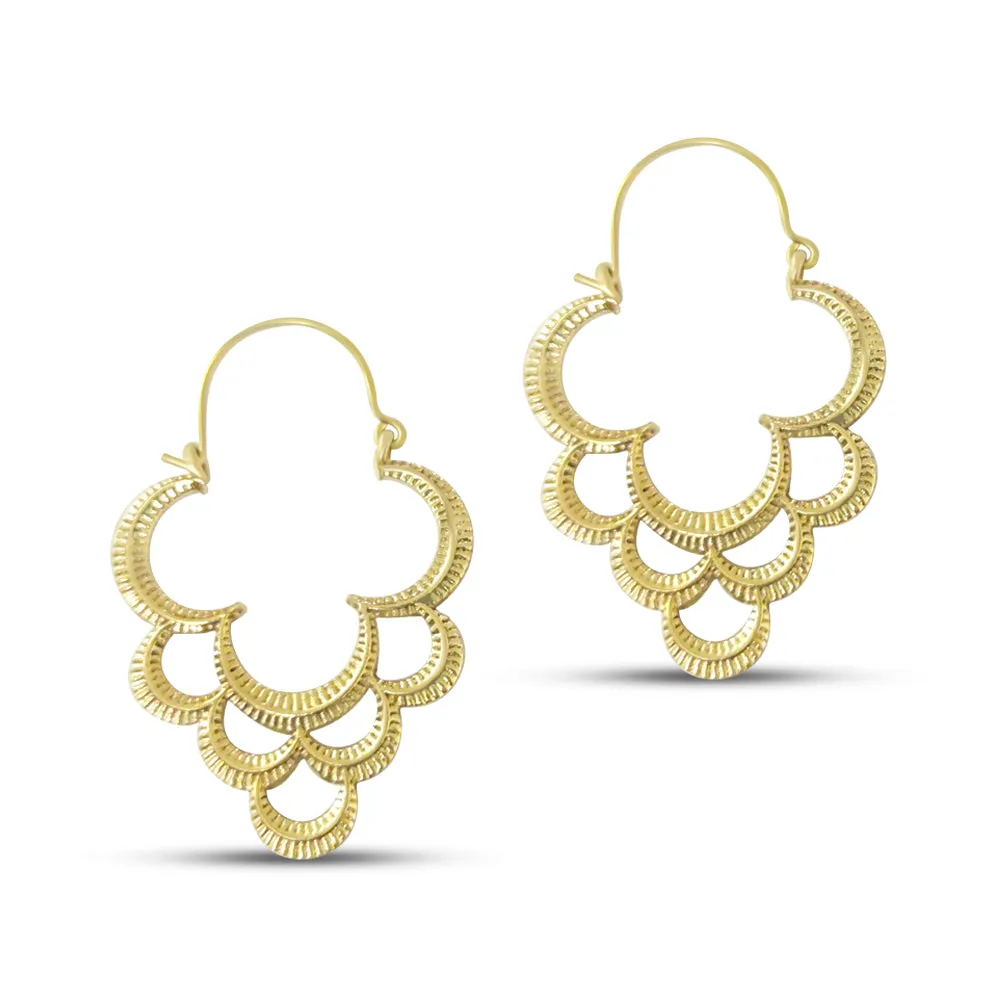 Rustic Gold Clover Handmade Hoop Earrings