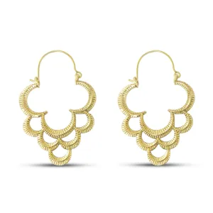 Rustic Gold Clover Handmade Hoop Earrings