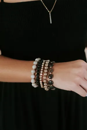 S/5 Marbled Acetate Bracelet, Black