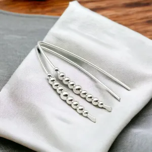 SE858 Sterling Silver Beaded Threader Earrings - Modern & Luxe