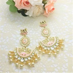 SHAMA-PINK MEENA KUNDAN EARRINGS