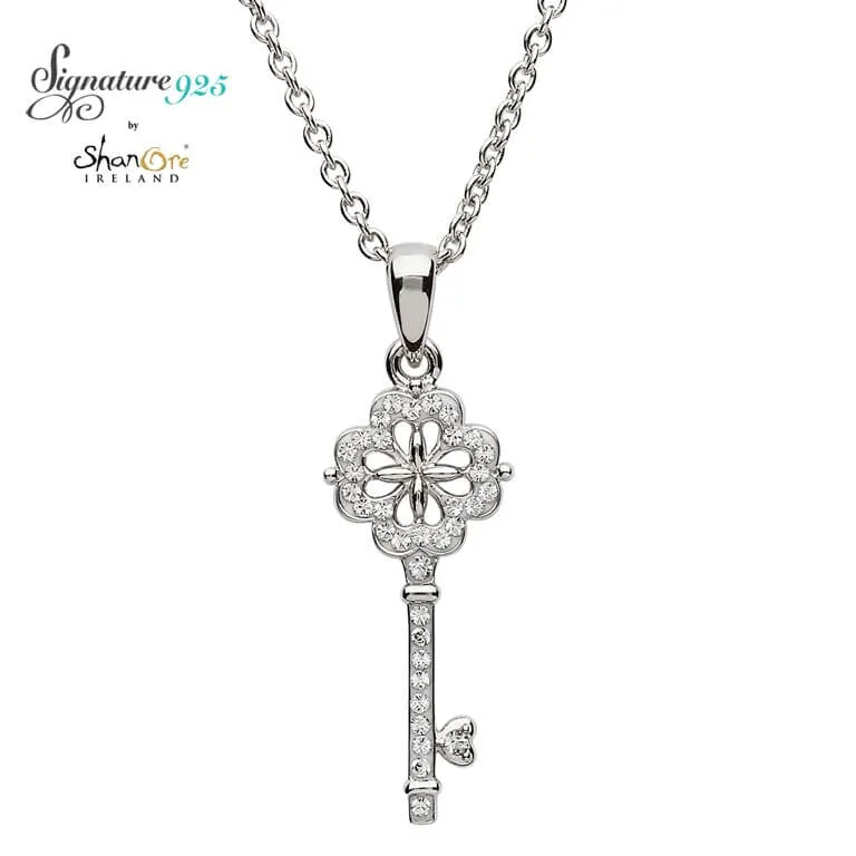 Signature 925 Collection Quatrefoil Key Pendant Necklace
