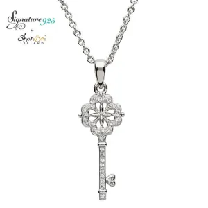 Signature 925 Collection Quatrefoil Key Pendant Necklace