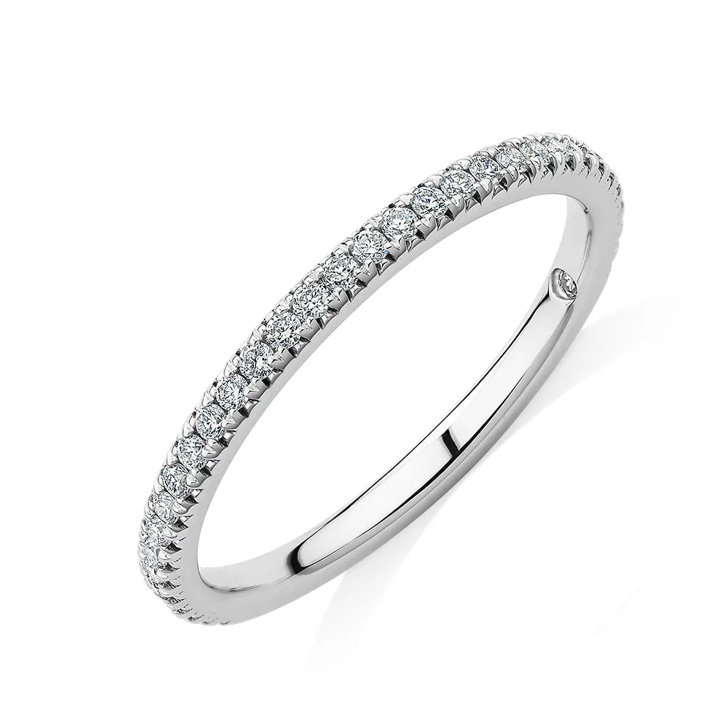 Signature Simulant Diamond 0.23 carat* TW round brilliant wedding or eternity band in 14 carat white gold