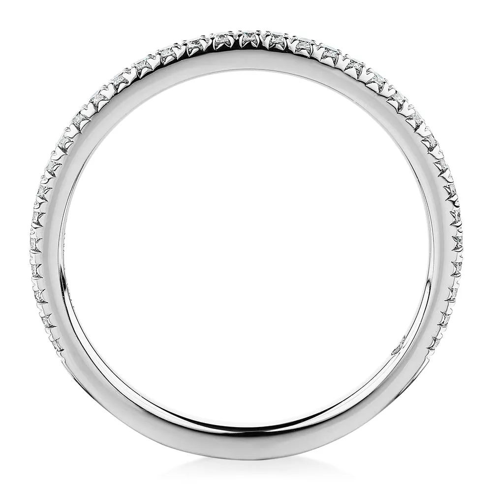 Signature Simulant Diamond 0.23 carat* TW round brilliant wedding or eternity band in 14 carat white gold
