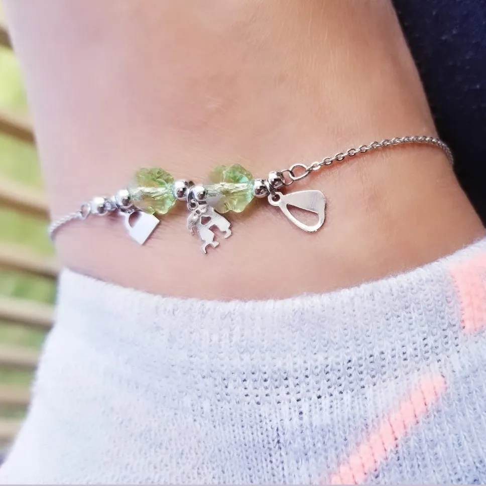 Silver Anklet with Clover Charm