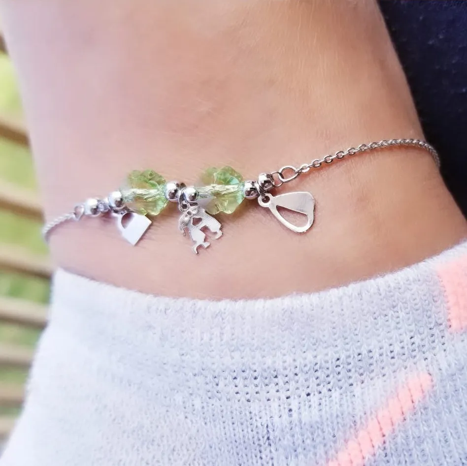 Silver Anklet with Clover Charm