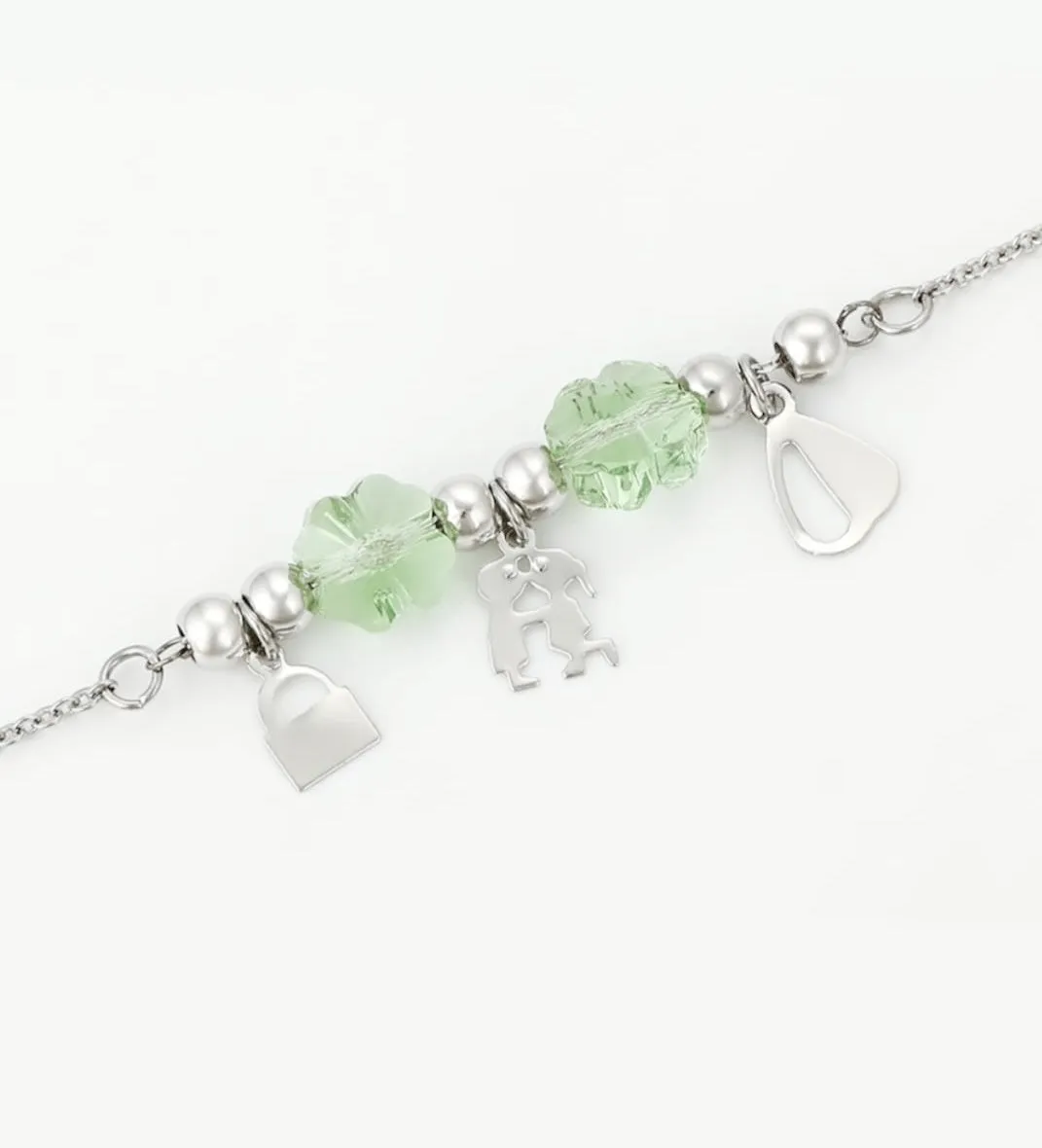 Silver Anklet with Clover Charm