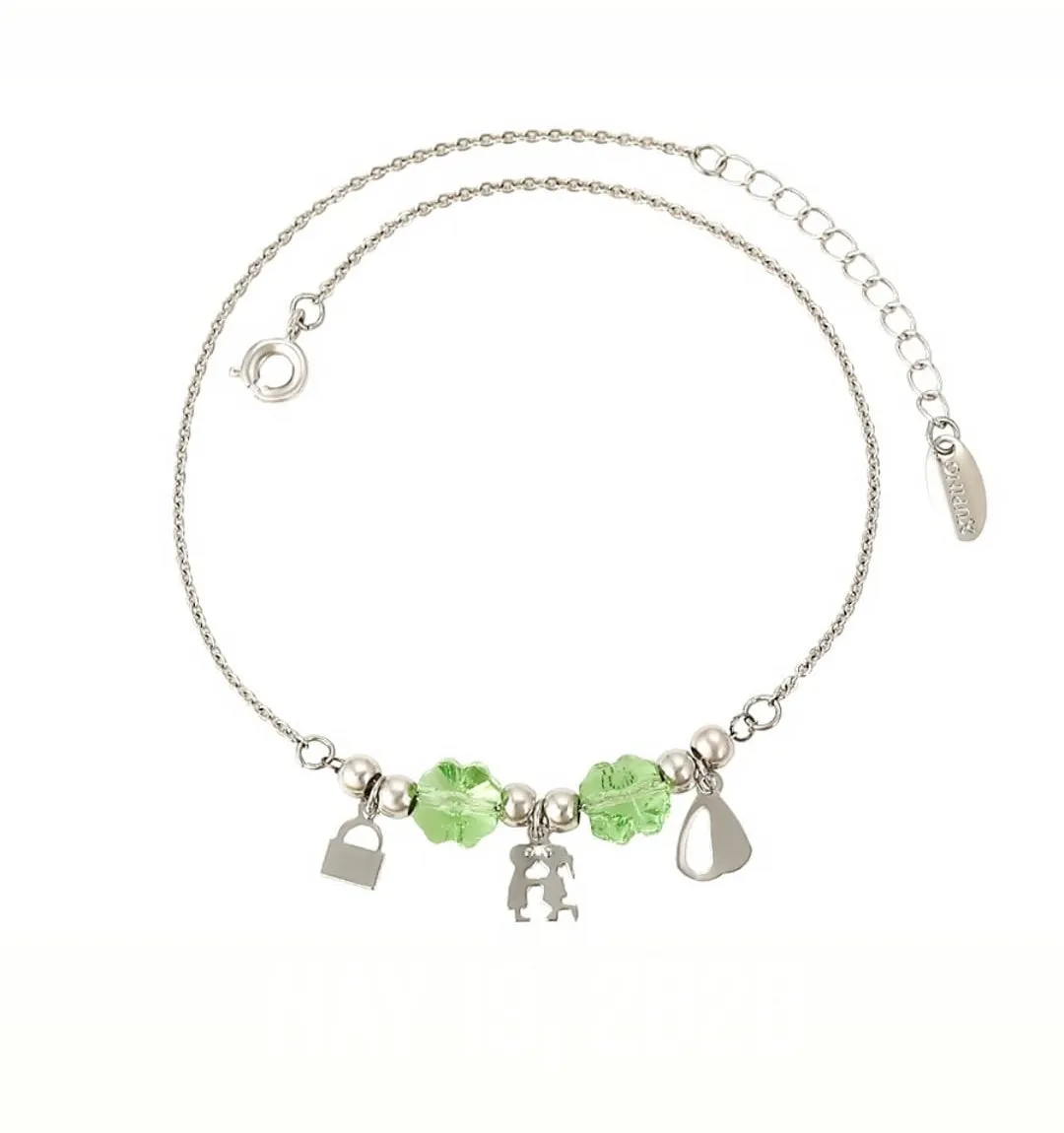 Silver Anklet with Clover Charm