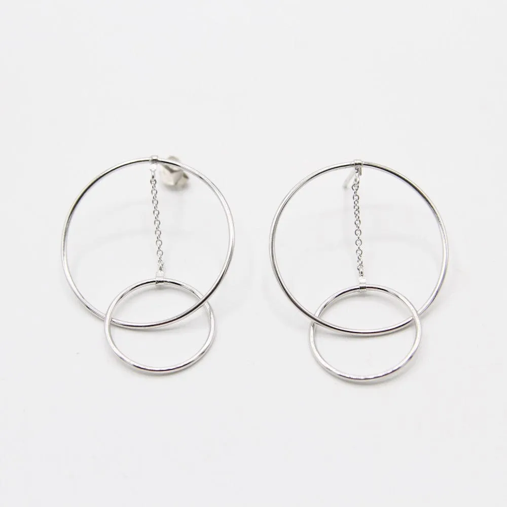 Silver Modern Front Hoop Earrings