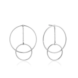 Silver Modern Front Hoop Earrings