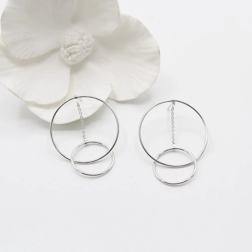Silver Modern Front Hoop Earrings