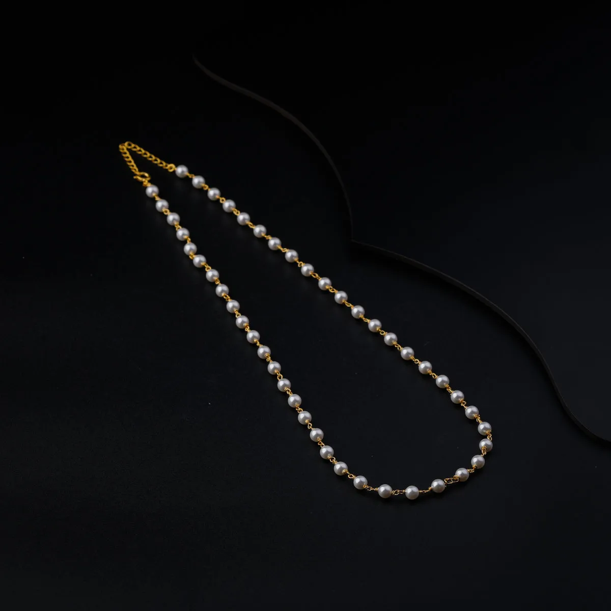 Silver Single Pearl Chain Necklace (Gold Plated)