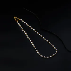 Silver Single Pearl Chain Necklace (Gold Plated)