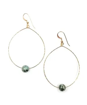 Simple Beaded Modern Hoop African Turquoise Gold