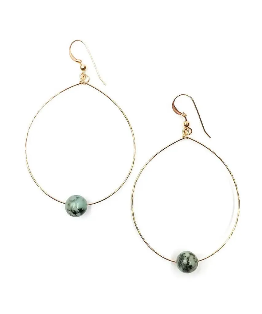 Simple Beaded Modern Hoop African Turquoise Gold