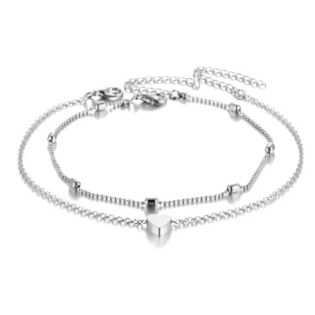 Simple Heart Anklets