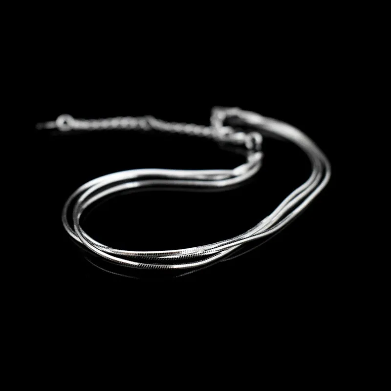 Simple Three Layer Anklet In Sterling Silver