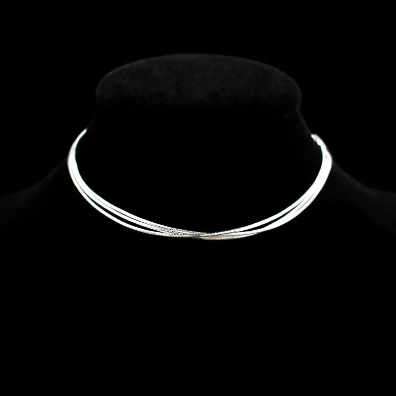 Simple Three Layer Anklet In Sterling Silver