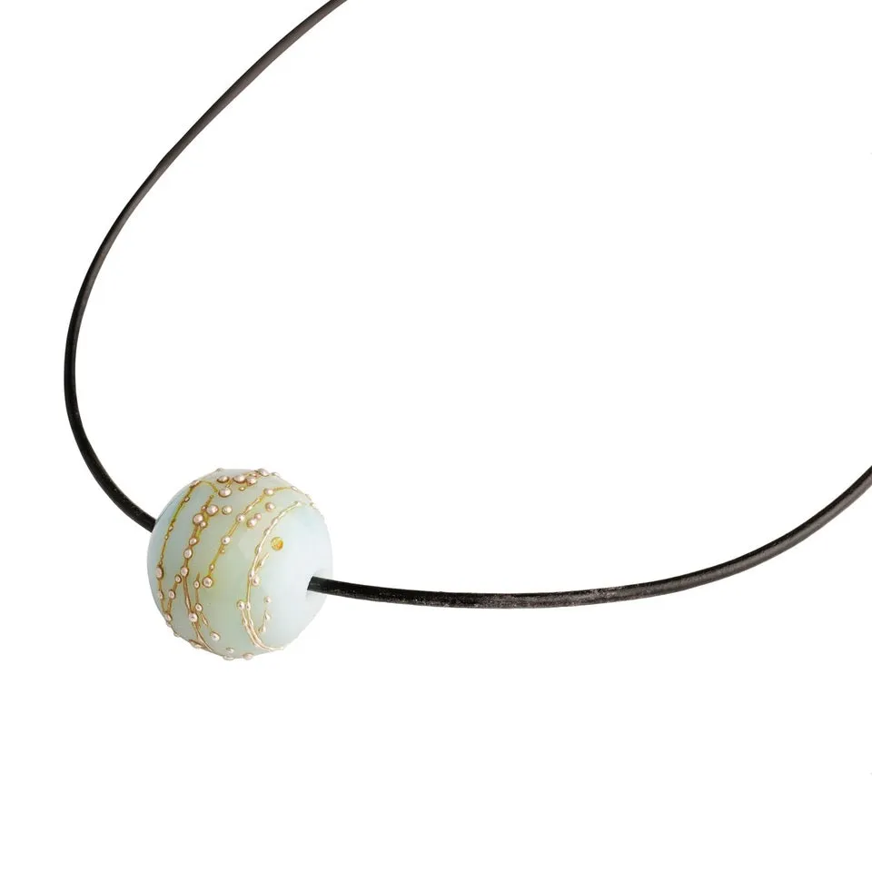 Single Silver Halo Glass Bead Necklace