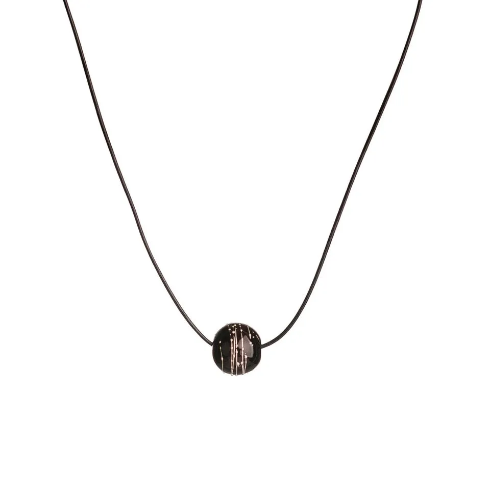 Single Silver Halo Glass Bead Necklace
