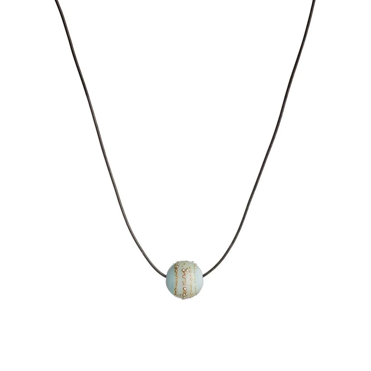 Single Silver Halo Glass Bead Necklace