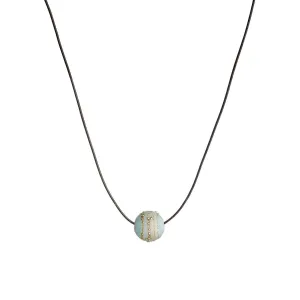 Single Silver Halo Glass Bead Necklace