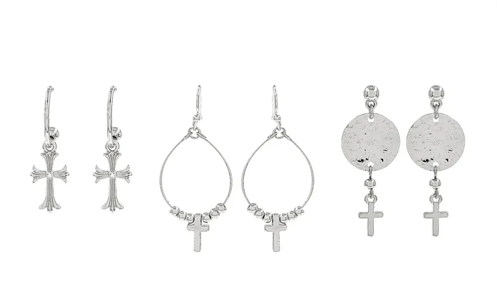 Small Cross Earrings in Gold or Silver