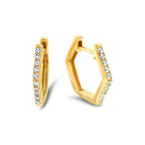 Squared Sterling Silver Hoop Earrings plated in 18K Gold