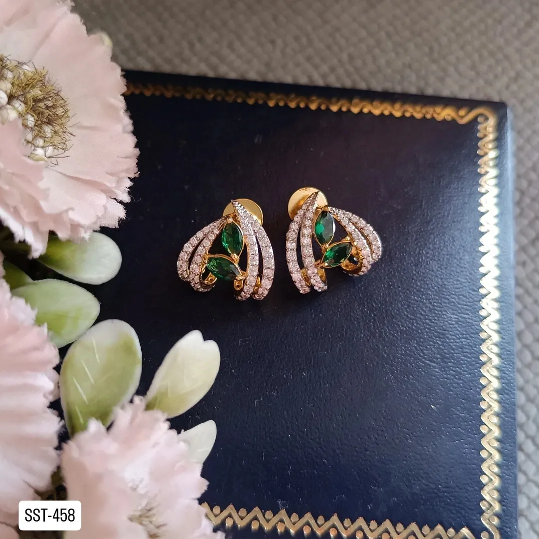 SST 458 | LUXURIOUS GREEN GEM STUDDED EARRINGS