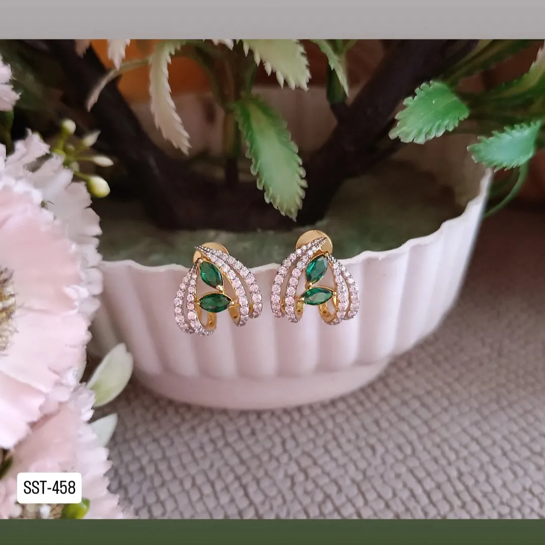 SST 458 | LUXURIOUS GREEN GEM STUDDED EARRINGS