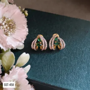 SST 458 | LUXURIOUS GREEN GEM STUDDED EARRINGS