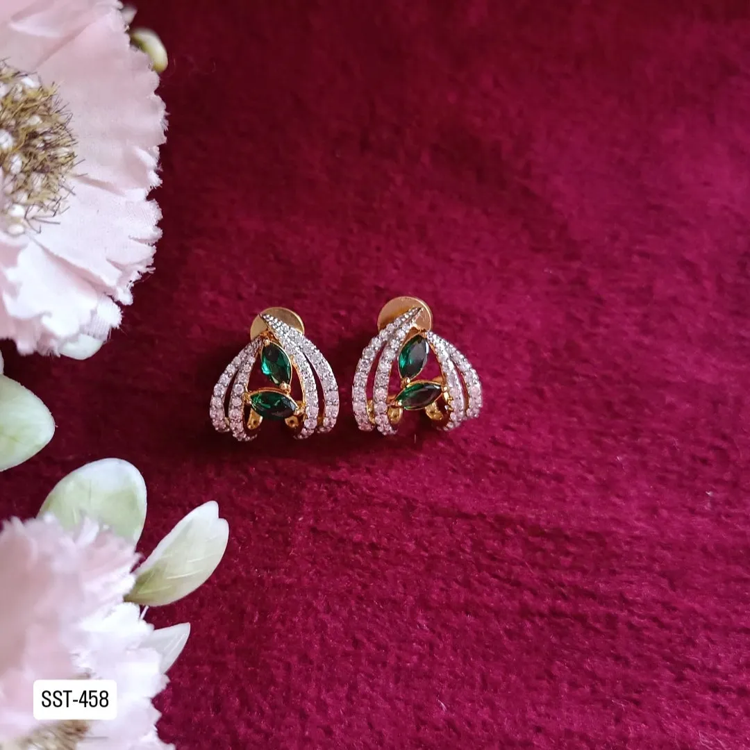SST 458 | LUXURIOUS GREEN GEM STUDDED EARRINGS