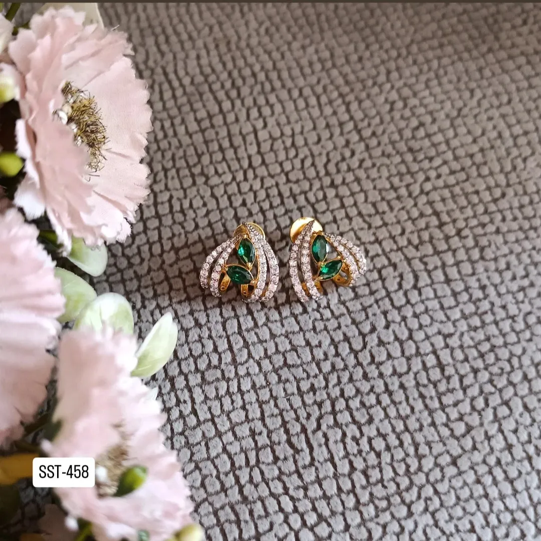 SST 458 | LUXURIOUS GREEN GEM STUDDED EARRINGS
