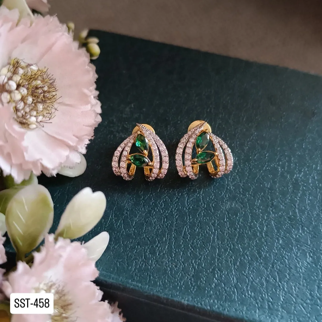 SST 458 | LUXURIOUS GREEN GEM STUDDED EARRINGS