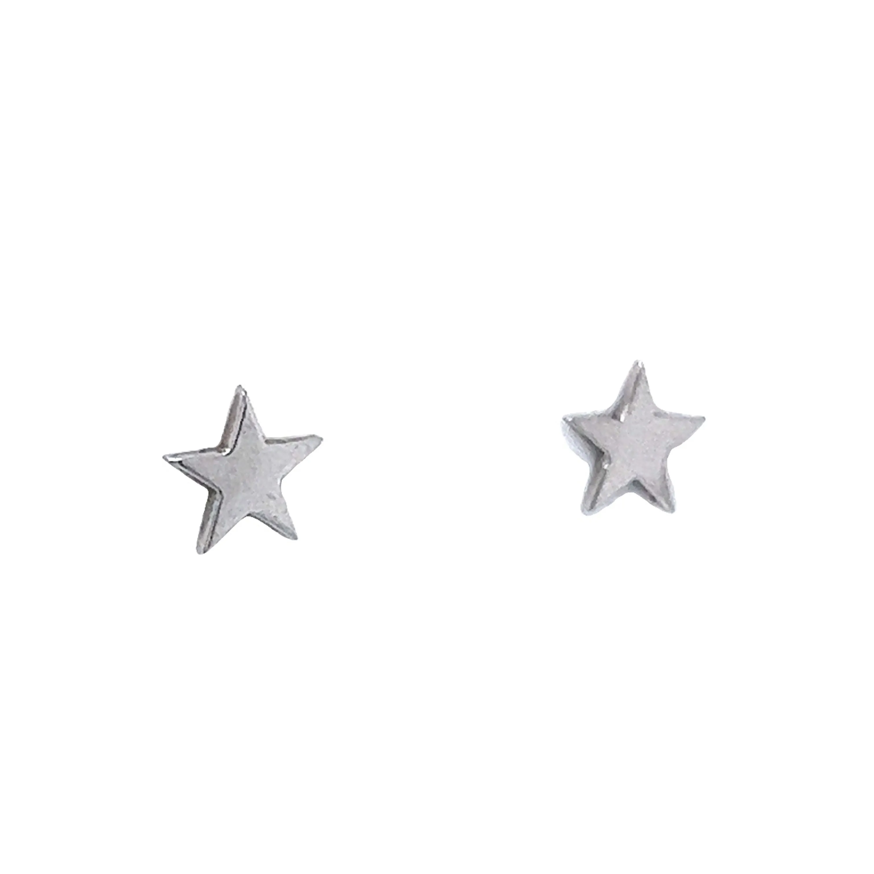 Star Stud Earrings 14K White Gold