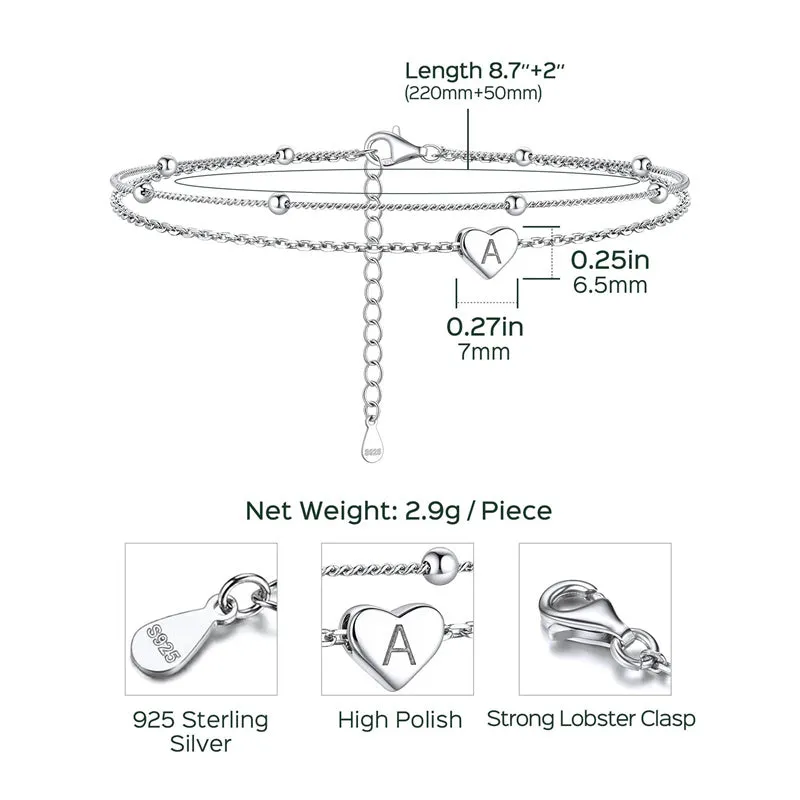 Sterling Silver 26 initials Single Layer Charm Anklet