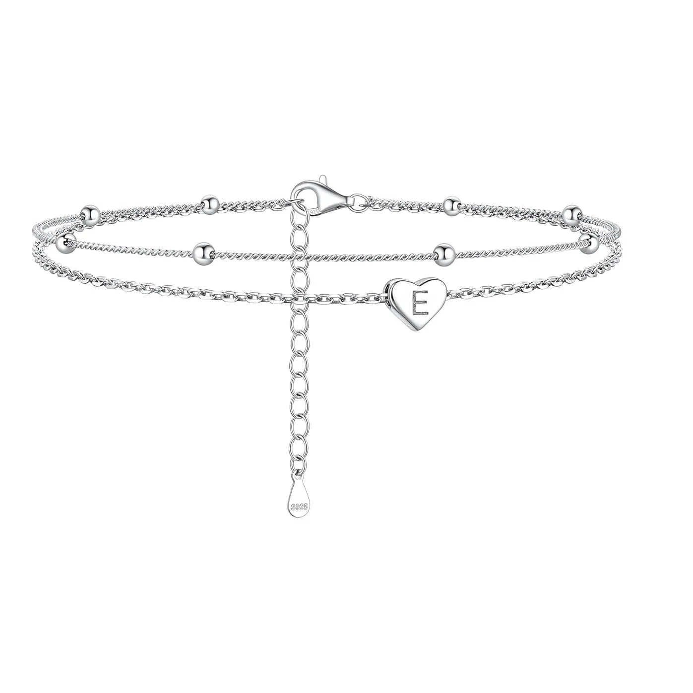 Sterling Silver 26 initials Single Layer Charm Anklet