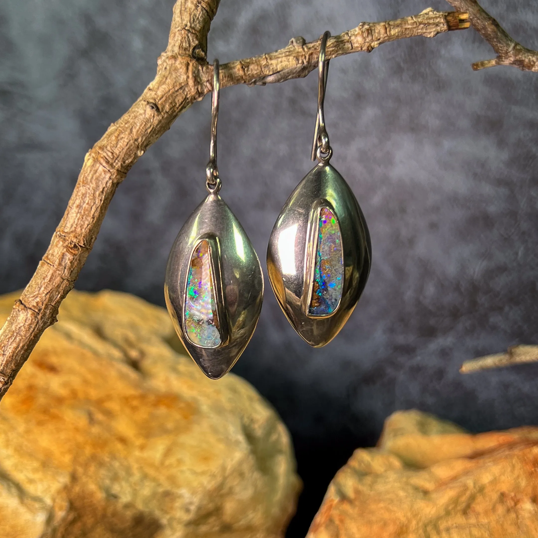 Sterling Silver Boulder Opal earrings