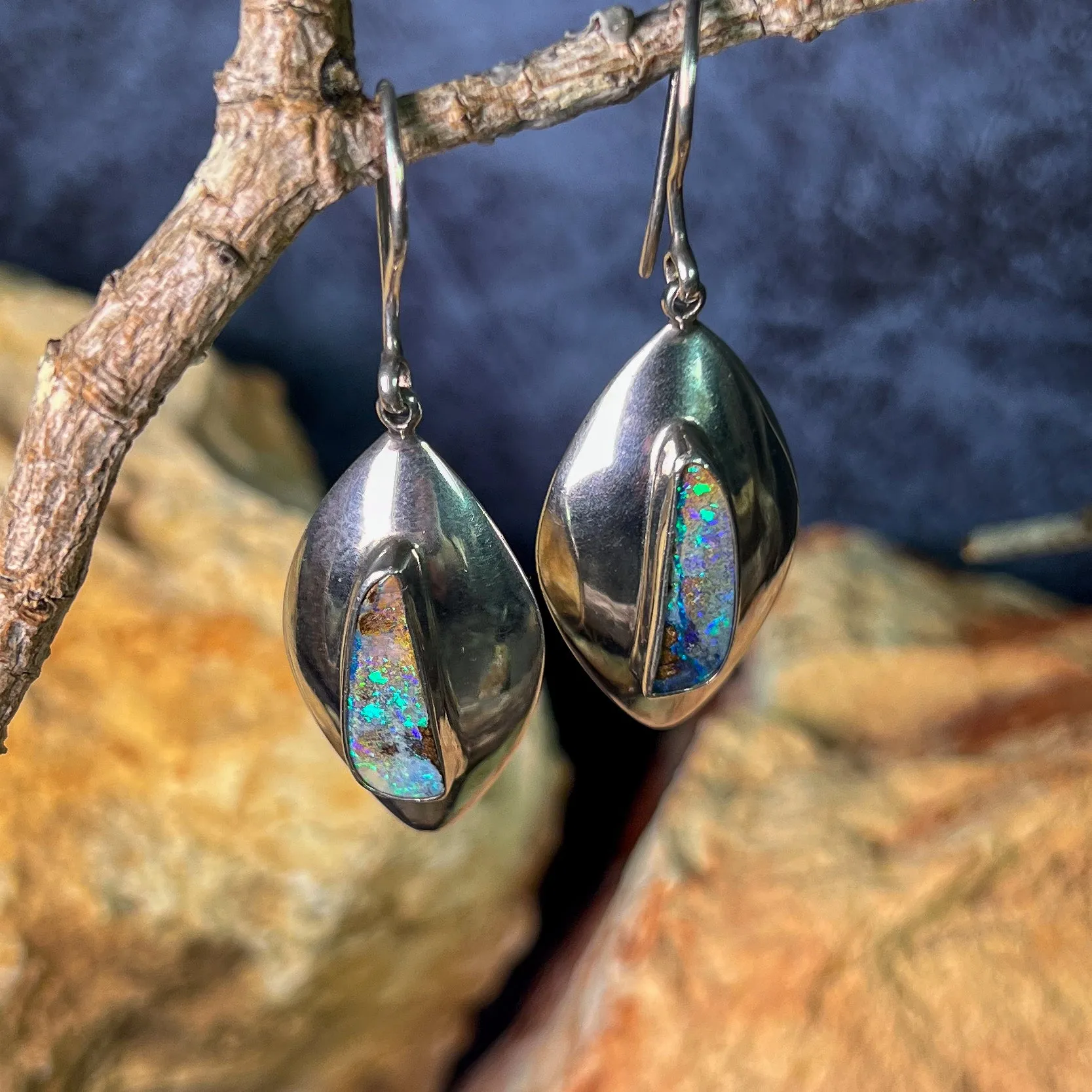Sterling Silver Boulder Opal earrings