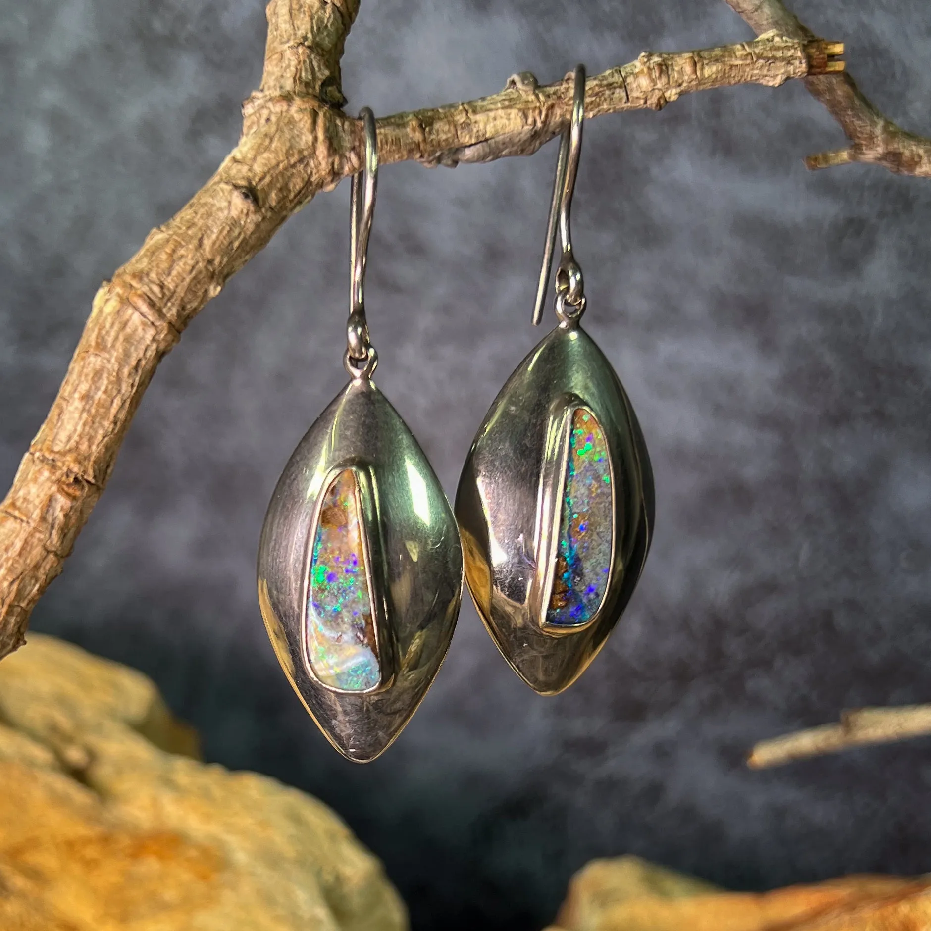 Sterling Silver Boulder Opal earrings