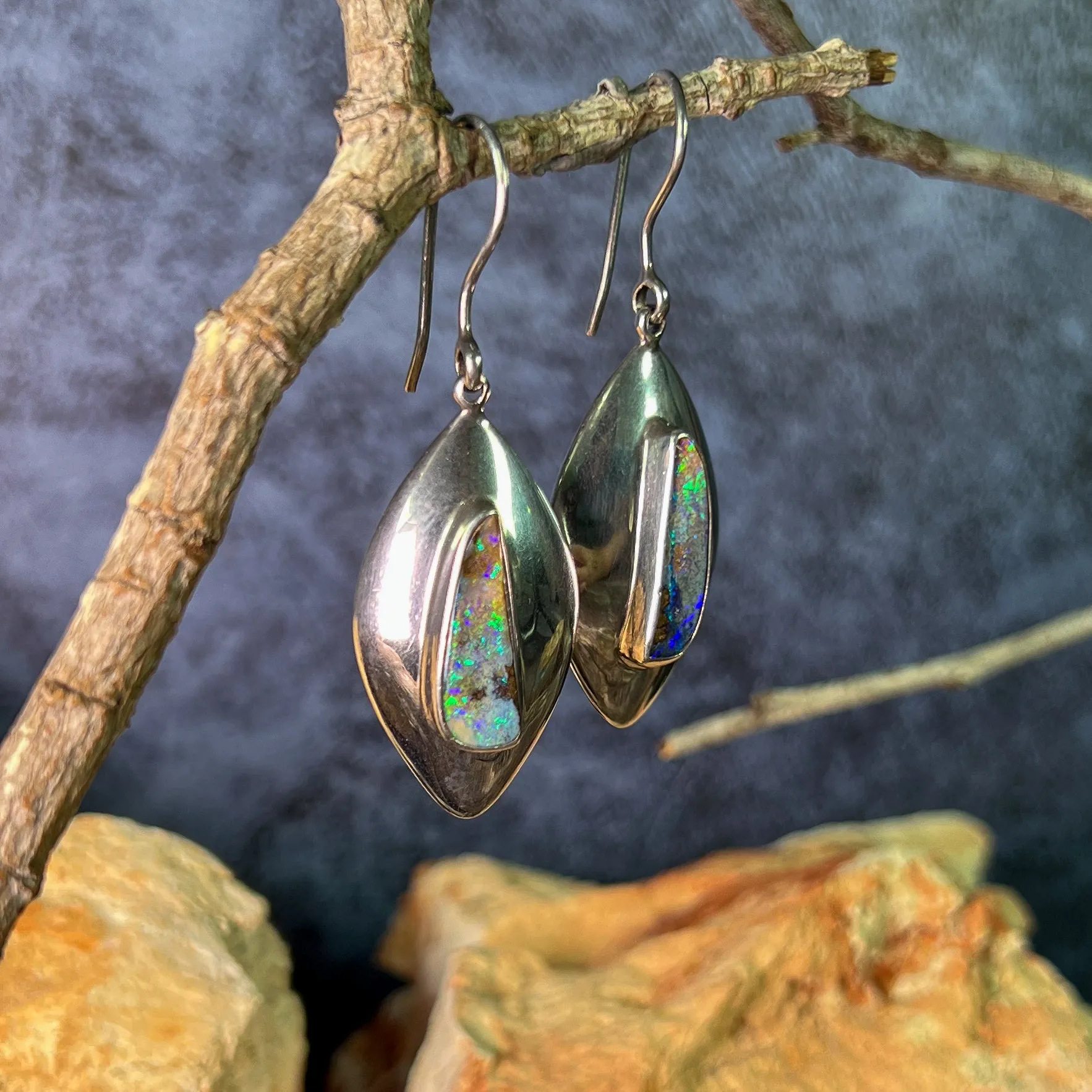 Sterling Silver Boulder Opal earrings