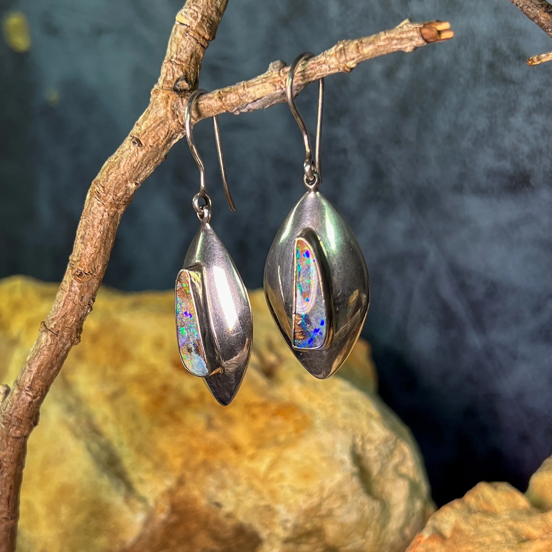 Sterling Silver Boulder Opal earrings