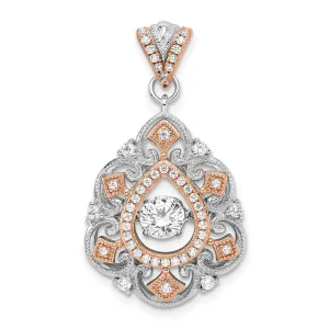 Sterling Silver Plat-plate Rose-tone Vibrant Swarovski Zirconia Fancy Penda