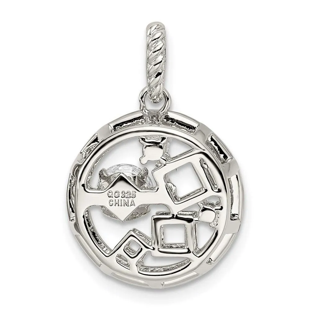 Sterling Silver Platinum-plate & Gold-tone Vibrant Swarovski Zirconia Penda