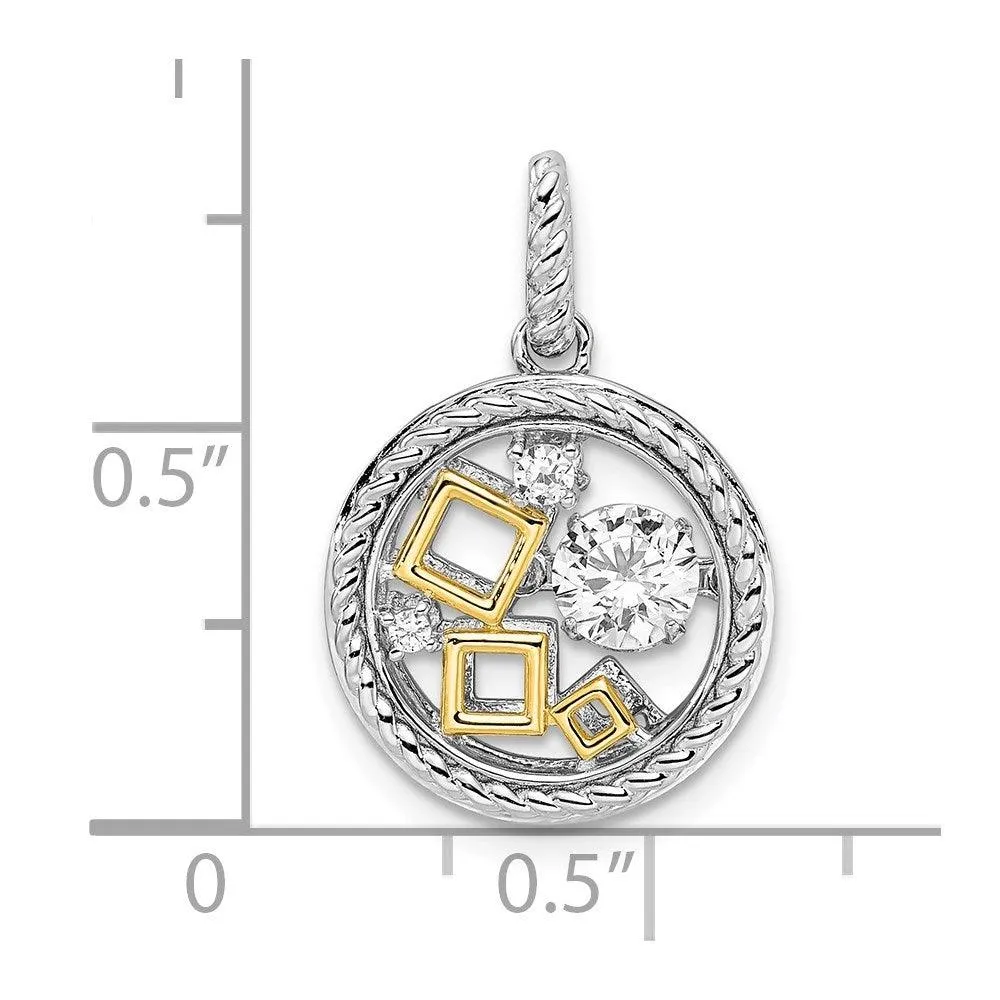 Sterling Silver Platinum-plate & Gold-tone Vibrant Swarovski Zirconia Penda