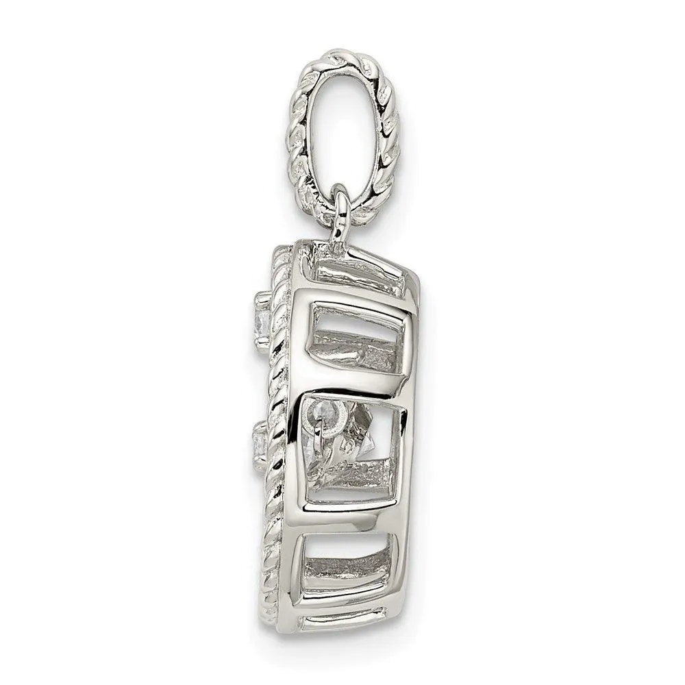 Sterling Silver Platinum-plate & Gold-tone Vibrant Swarovski Zirconia Penda
